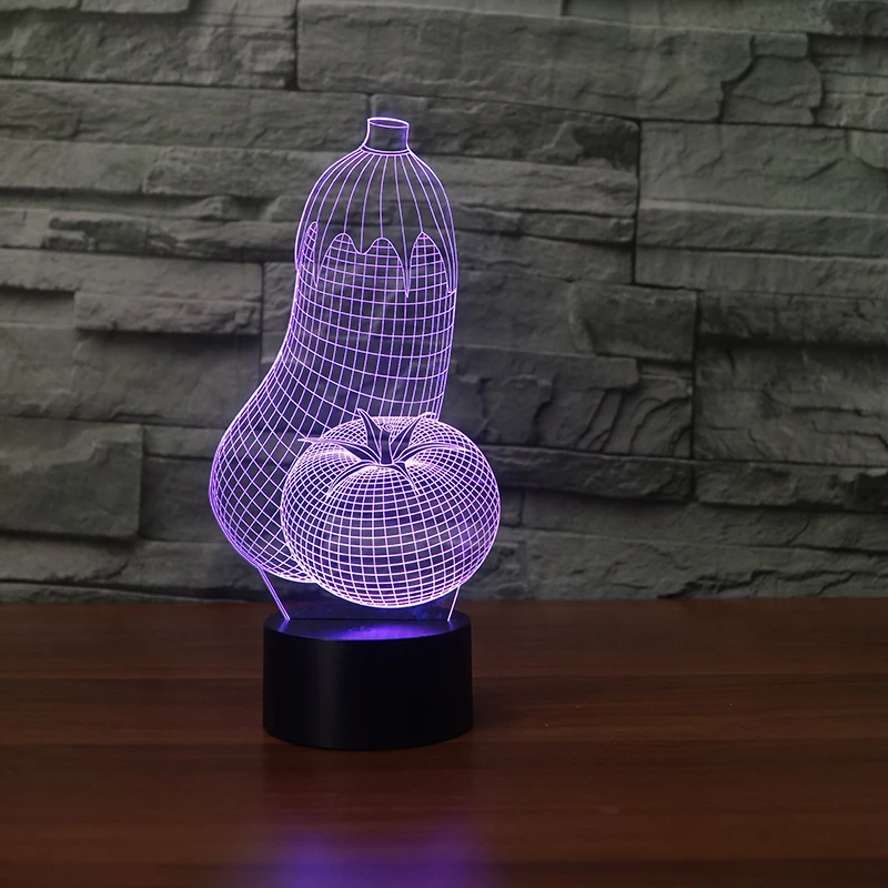 Овощи LED 3D лампа баклажаны томаты форма RGB ночник красочный настольный светильник