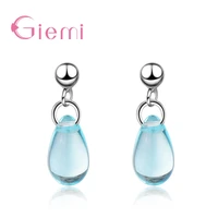 pure 925 sterling silver prevailing clear cubic zirconia crystal drop earrings crystal jewelry present for women female