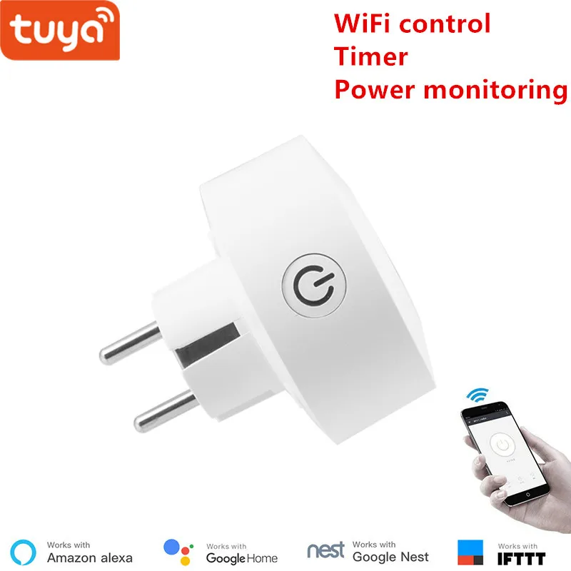 EU power monitoring Tuya WiFi умная розетка Беспроводная вилка ЕС умный дом переключатель совместим с Google home и Alexa Голосовое управление - Комплект: EU power monitoring