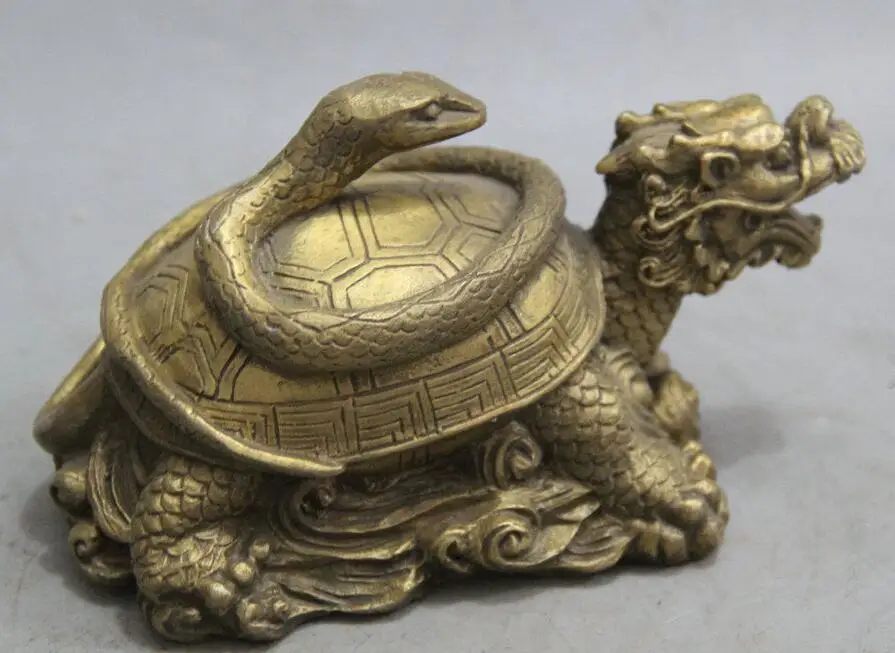 zhmui88006147&lt&lt&lt6&quot China Brass Dragon Turtle Tortoise Snake God Beast longevity Statue Sculpture | Дом и сад