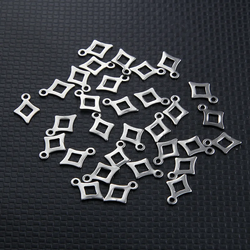 

5pcs/lot 14*10mm Stainless Steel He hollow rhombus Charms For Bracelet Jewelry Making Metal Round Charms Diy Pendan Accessories