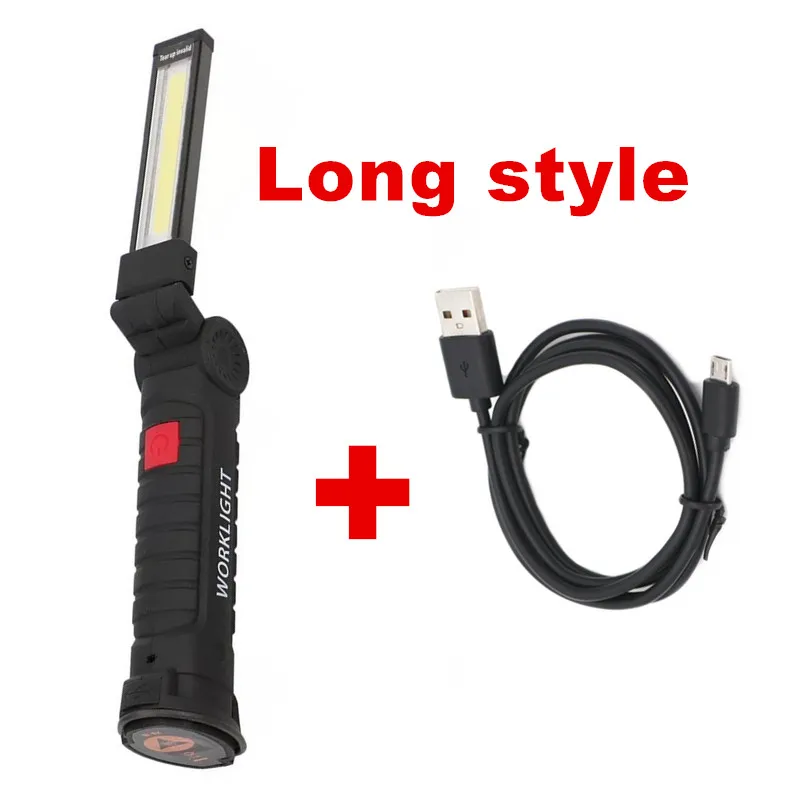 Long style USB зарядка Многофункциональный COB светодиодный фонарик освещение для обслуживания автомобиля Рабочая лампа+ Встроенный литий-ионный аккумулятор+ USB кабель - Испускаемый цвет: Long style