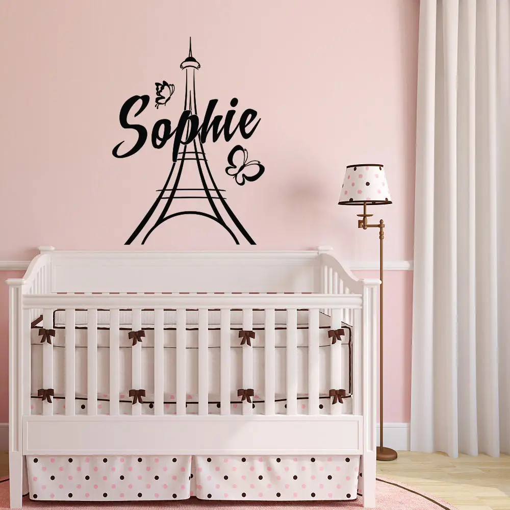 

Personalized Paris Wall Decals Vinyl Stickers Girl Name Paris Theme Bedroom Decor Eiffel Tower Decal Mural Nursery Kids G205