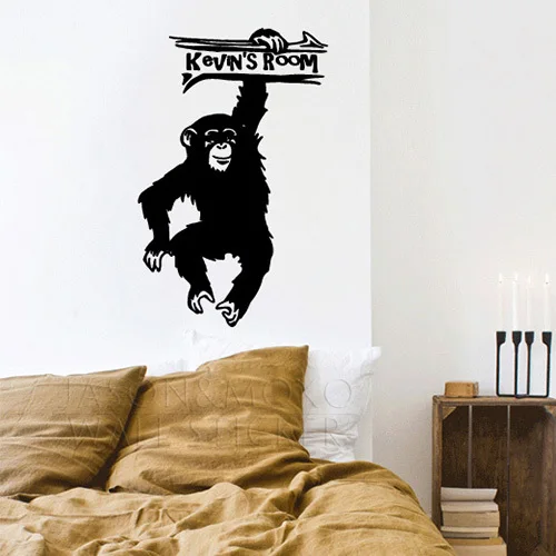 

Free shipping, New removable vinyl Wall Stickers,Vinyl Hanging Chimp Wall Decal Art, Home decoration,50*75CM
