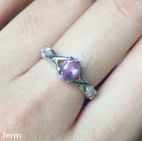 kjjeaxcmy fine jewelry natural purple crystal ring wholesale factory 925 pure silver processing