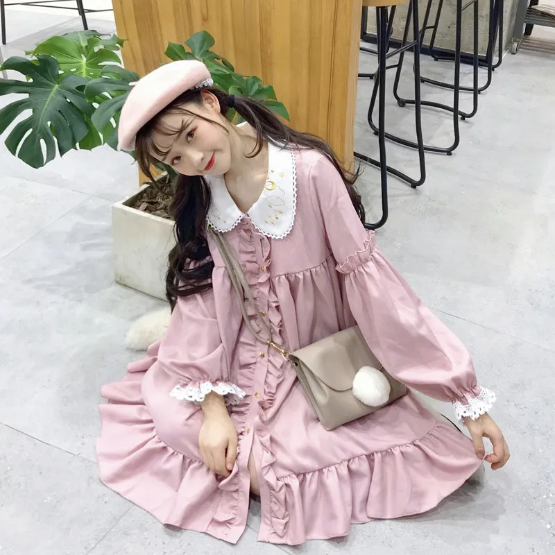 Кружево гриб кружева вышитая кукла платье женские платья японский Harajuku Ulzzang женский корейский кавайный милый одежда для женщин
