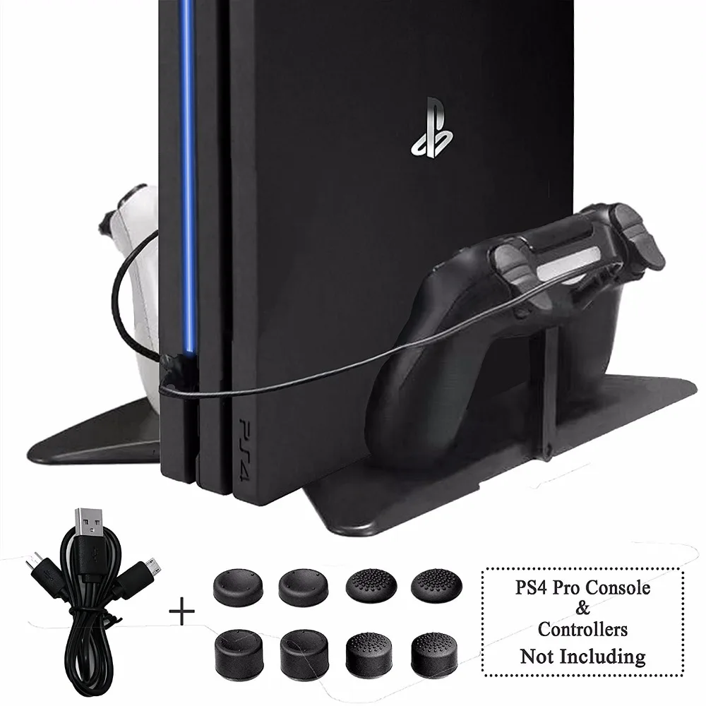 ТОНКАЯ вертикальная подставка для PS4 Pro / 2 в 1 с двойным держателем контроллера и