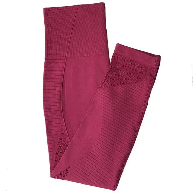 Wine Red Высокая талия энергии бесшовные леггинсы для женщин фитнес брюки "Капри" для йоги Scrunch леггинсы для тренировки тренажерный зал Леггинс - Цвет: Wine Red
