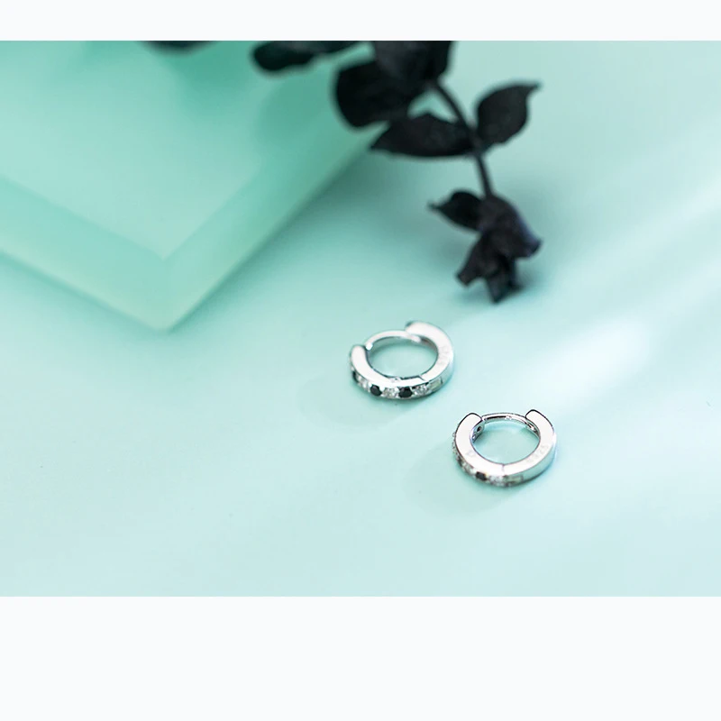 

PONYKISS Romantic S925 Sterling Silver Chic Sweet Zircon Round Hoop Earrings Women Anniversary Jewelry Valentines Day Gift