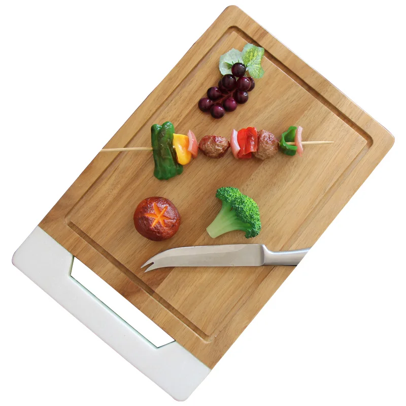 Japanese-style Seiko pull groove solid wood bread flat plate fruit cutting board storage set marble hand-made | Дом и сад