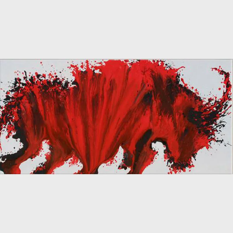 Высокое Качество ручная роспись Killer Black Mad Bull гостиная настенная живопись маслом