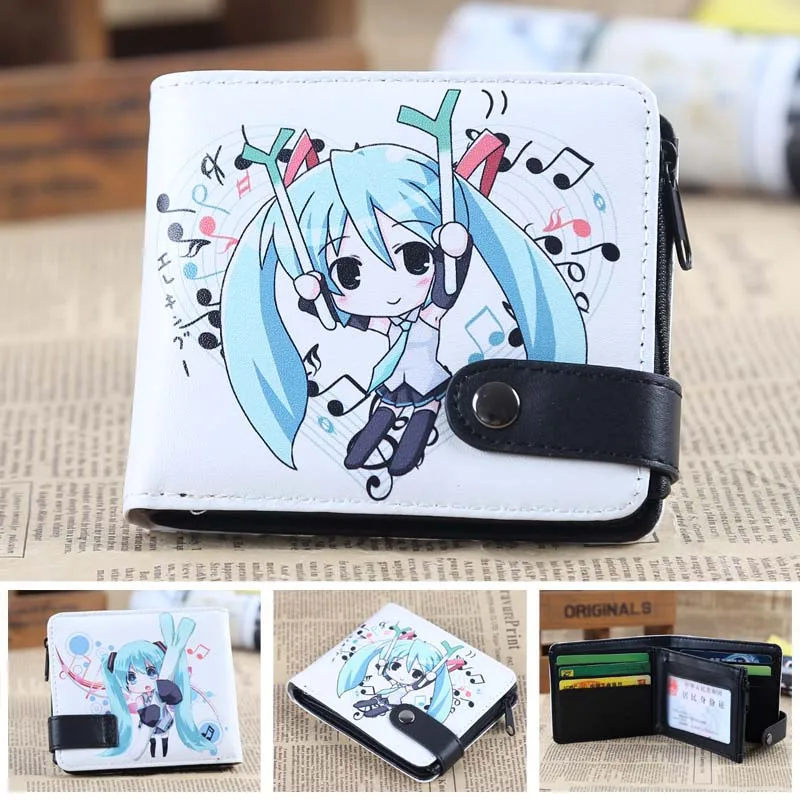 Аниме/ACG Hatsune Miku высокого качества PU короткий нулевой кошелек/портмоне/многослойный двойной бумажник на кнопке - Цвет: Hatsune Miku