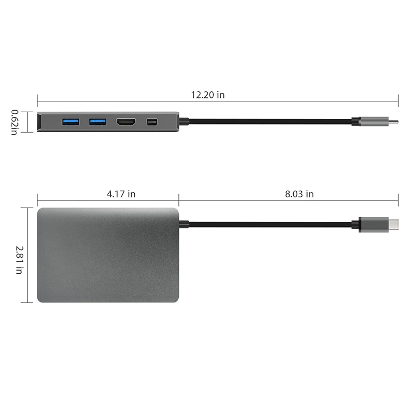 OLOEY 9 в 1 USB3.1 концентратор Многофункциональный C с Type 4 K видео HDMI гигабитный Ethernet