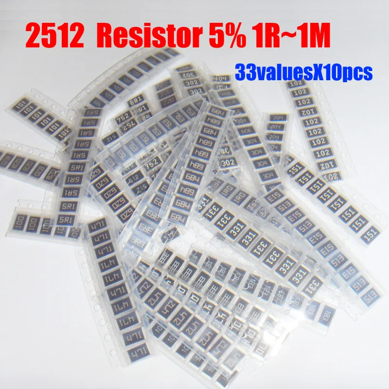 Комплект резисторов 2512 SMD из сплава 33 ценоx10 шт. = 330 упаковка 1R ~ 1M 5%