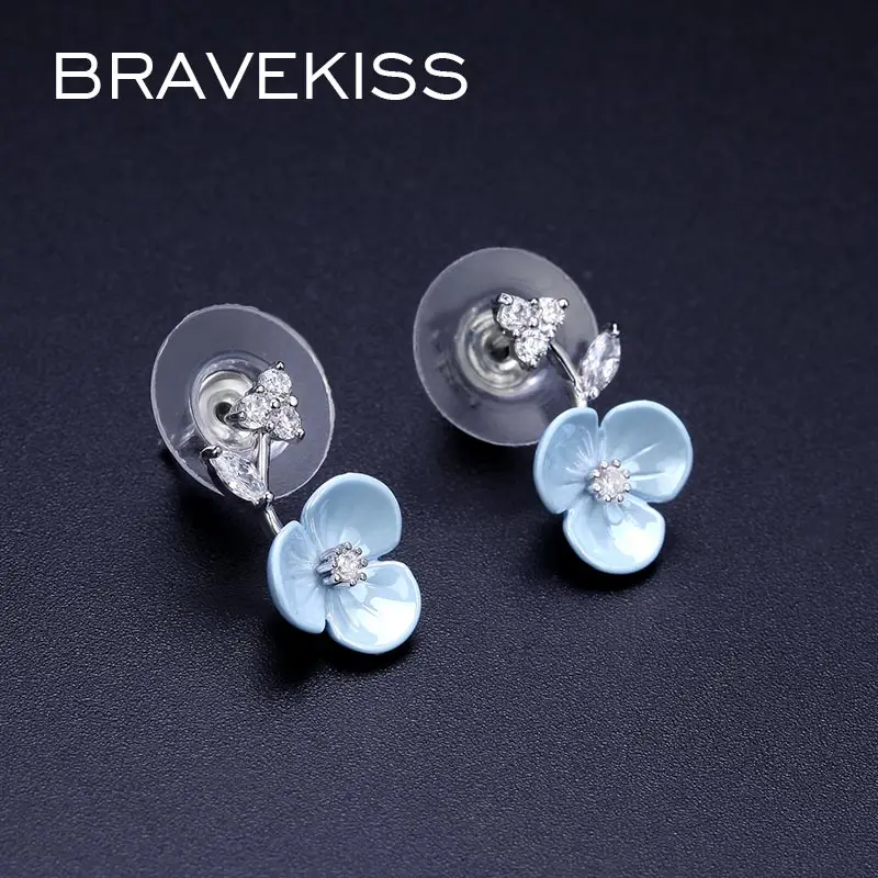 BRAVEKISS с декором в виде цветка серьги со шпилькой для Для женщин CZ женские Мода