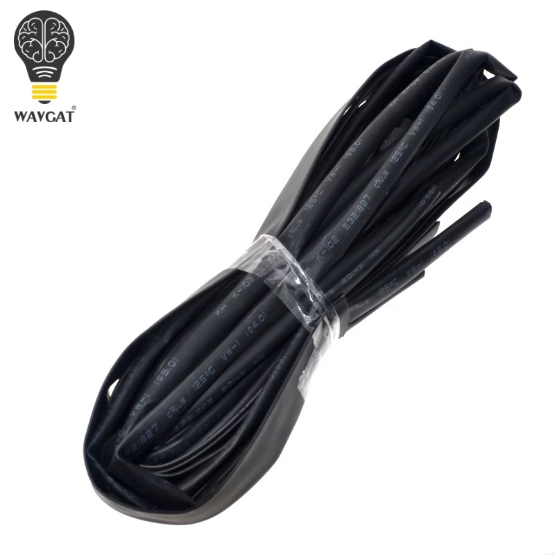 WAVGAT 8 Size 2mm~12mm Heatshrink Heat Shrink Tube Black Insulation Sleeves Wire Wrap Cable Kit | Электронные компоненты и