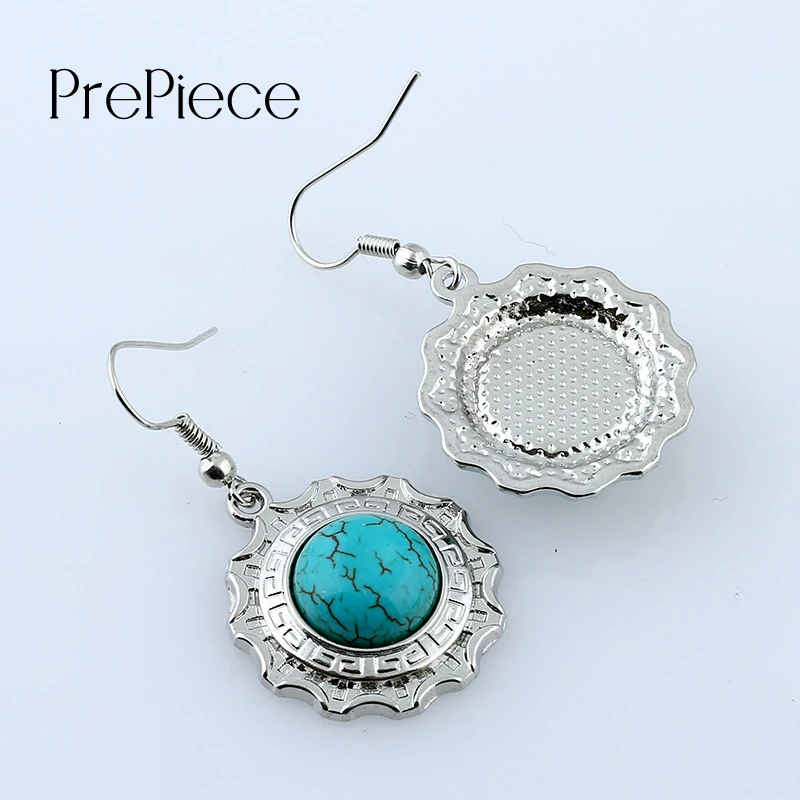 Prepiece New Green Stone Geometric Round Drop Earrings Fish Hook Vircle Dangle For Women Earings Fashion Jewelry PE0778 | Украшения и