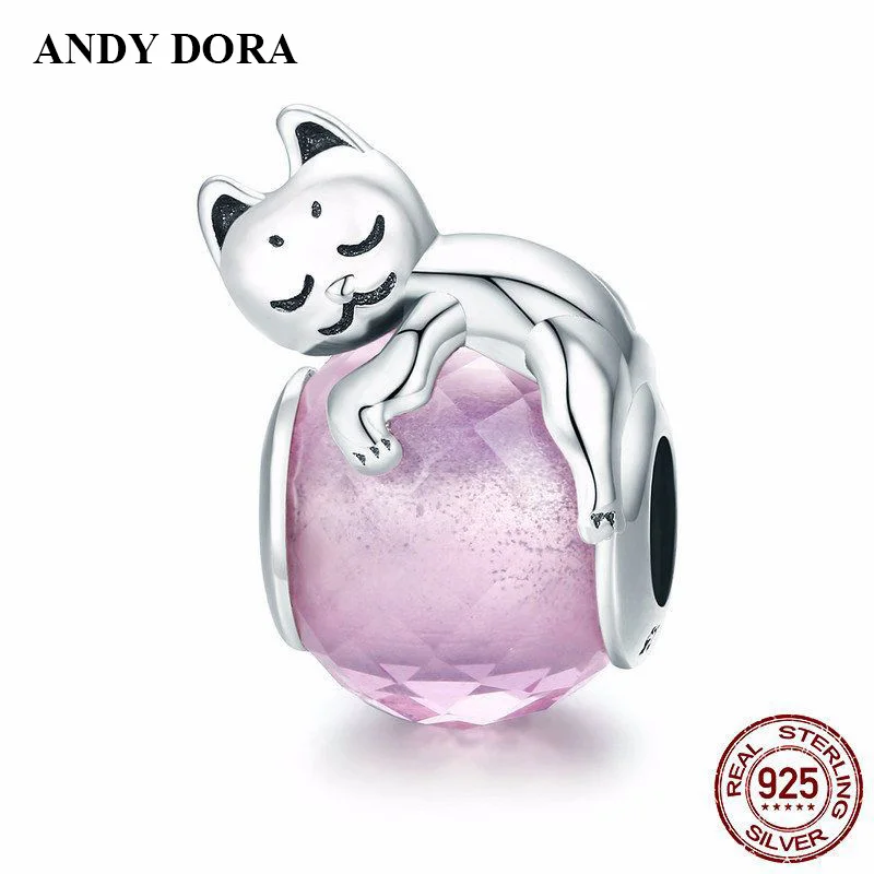

New Arrival Lovely Cat Charms S925 Original Bead Bracelets Fit Woman Fashion Glass Beads For Jewelry Making
