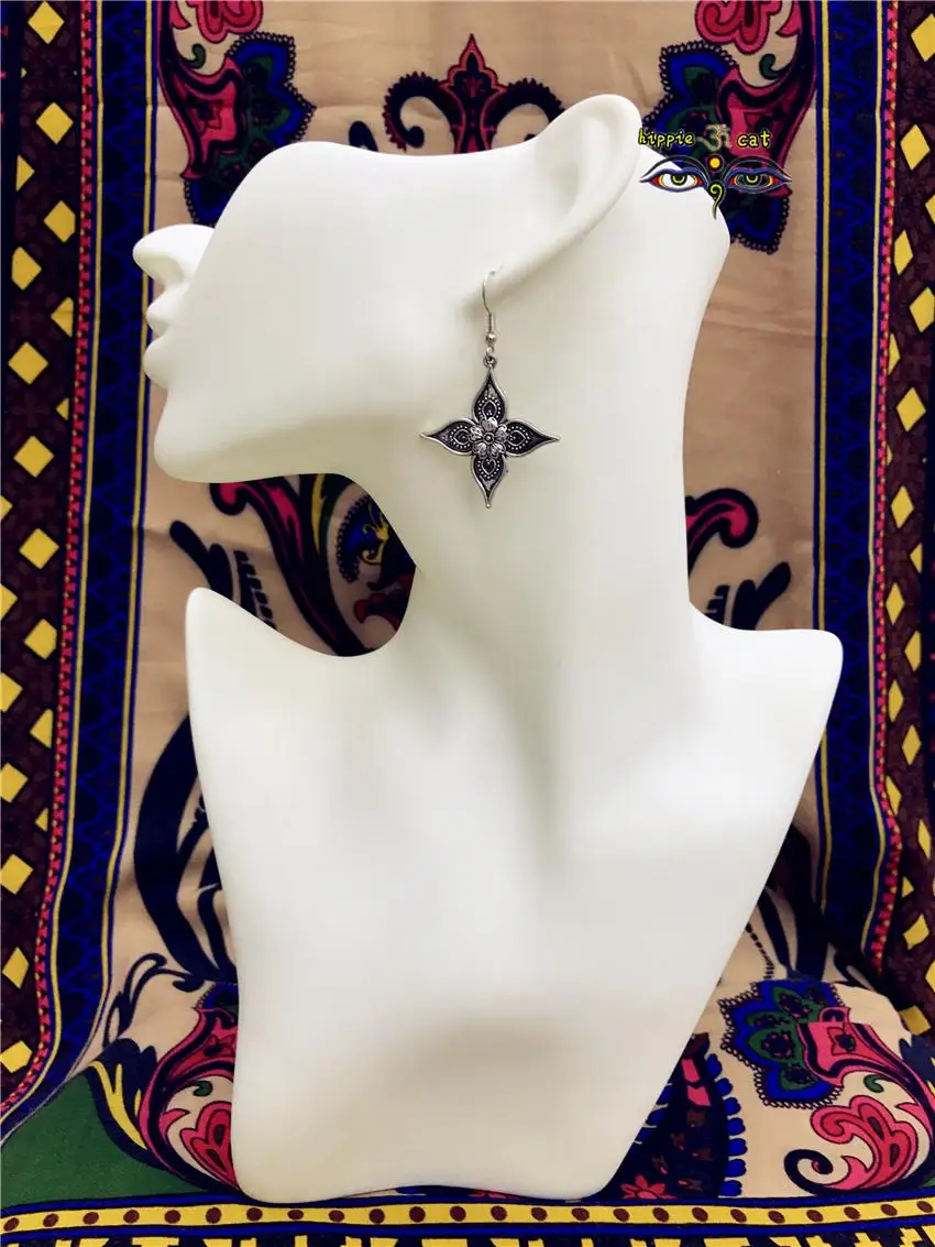 Jhunki, индийский павлин, женские серьги, непальская мода, серебро, полый цветок, спираль, хиппи, племенные серьги, ювелирные изделия для женщин