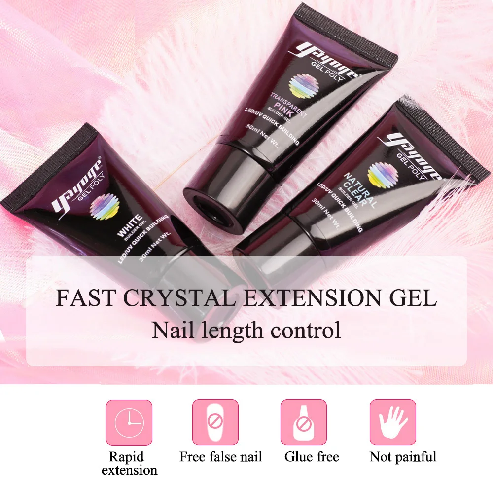 Yayoge Poly Gel Kit 18W Мини УФ LED Lamp Nail Builder Gel For расширение Лаки лак для ногтей полигель быстрый жесткий акриловый здания
