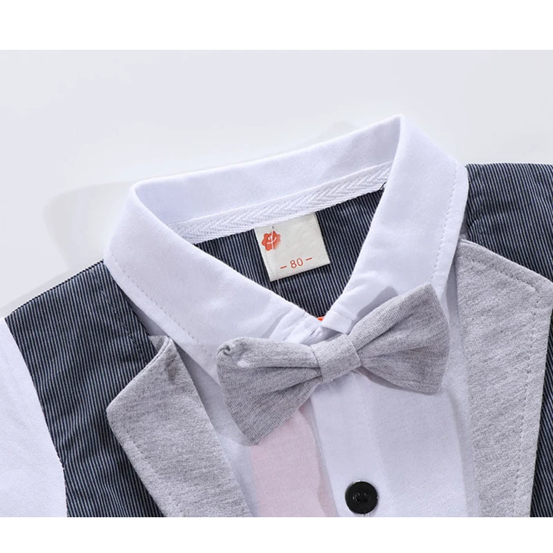 Baby Boys Clothes sets 2019 Summer Short Sleeves Gentleman Formal Grey Suit 2pcs Set Outfit Infant Toddler Wedding Event Costume | Детская
