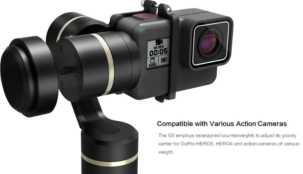 Feiyu G5 3-осевой портативный монопод с шарнирным замком V2 для GoPro HERO5 5 4 спортивной экшн-камеры Xiaomi yi 4k SJ AEE экшн-камеры с защитой от брызг оснащенные Bluetooth с поддержкой Управление