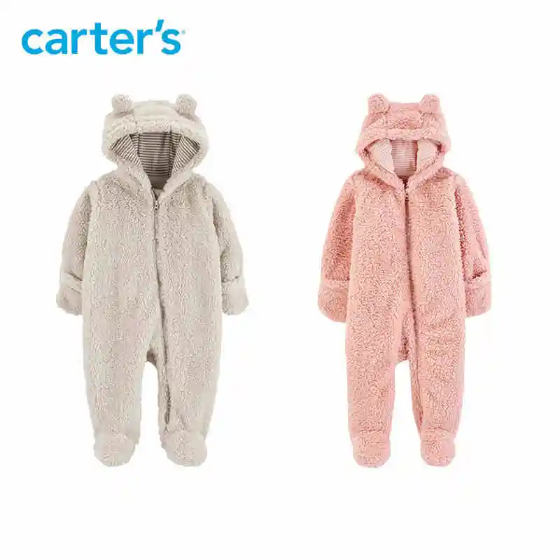 Carters/осенне-зимние комбинезоны для маленьких девочек с милыми ушками медведя