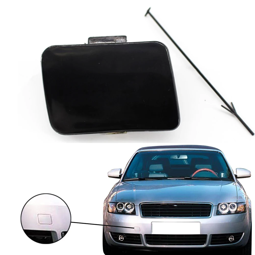 

Car Front Bumper Tow Hook Cover Cap forAudi A4 B6 2002 2003 2004 2005 with Auto Tie Black Painted Paintable Accessories