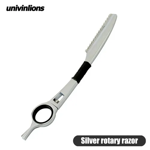 Silver razor Univinlions роторная бритва для укладки волос Истончение бритвы; ножницы для парикмахерских прямые парикмахерские бритвы Парикмахерская - Цвет: Silver razor
