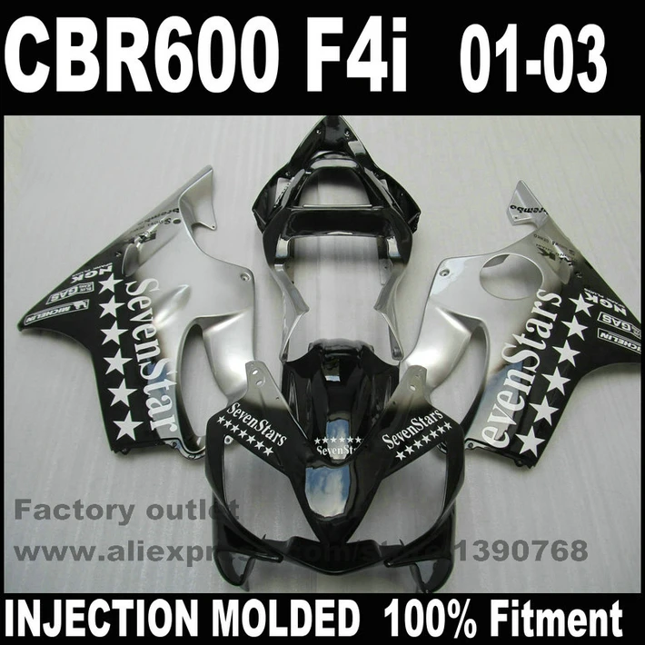 Обтекатели для HONDA литье под давлением CBR 600 F4i 01 02 03 CBR600 2001 2002 2003 черный комплект