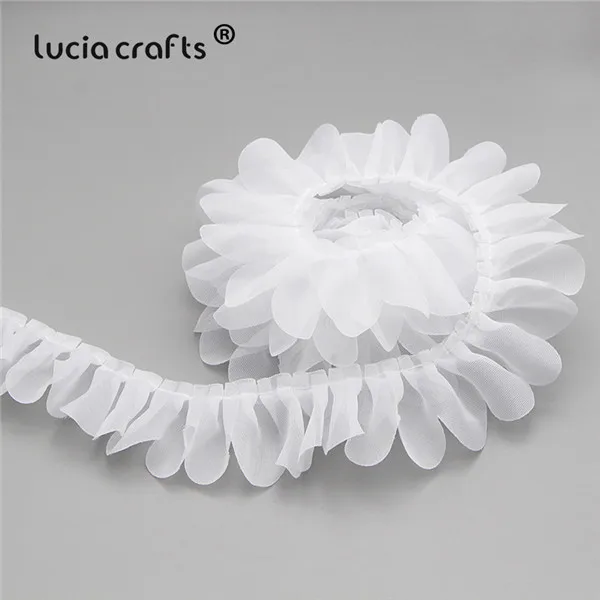 C3 White Lucia crafts 2y/lot 43 мм шифоновая кружевная отделка ленты ткань для свадебной вечеринки украшения дома для самостоятельного пошива одежды материалы V0203 - Цвет: C3 White