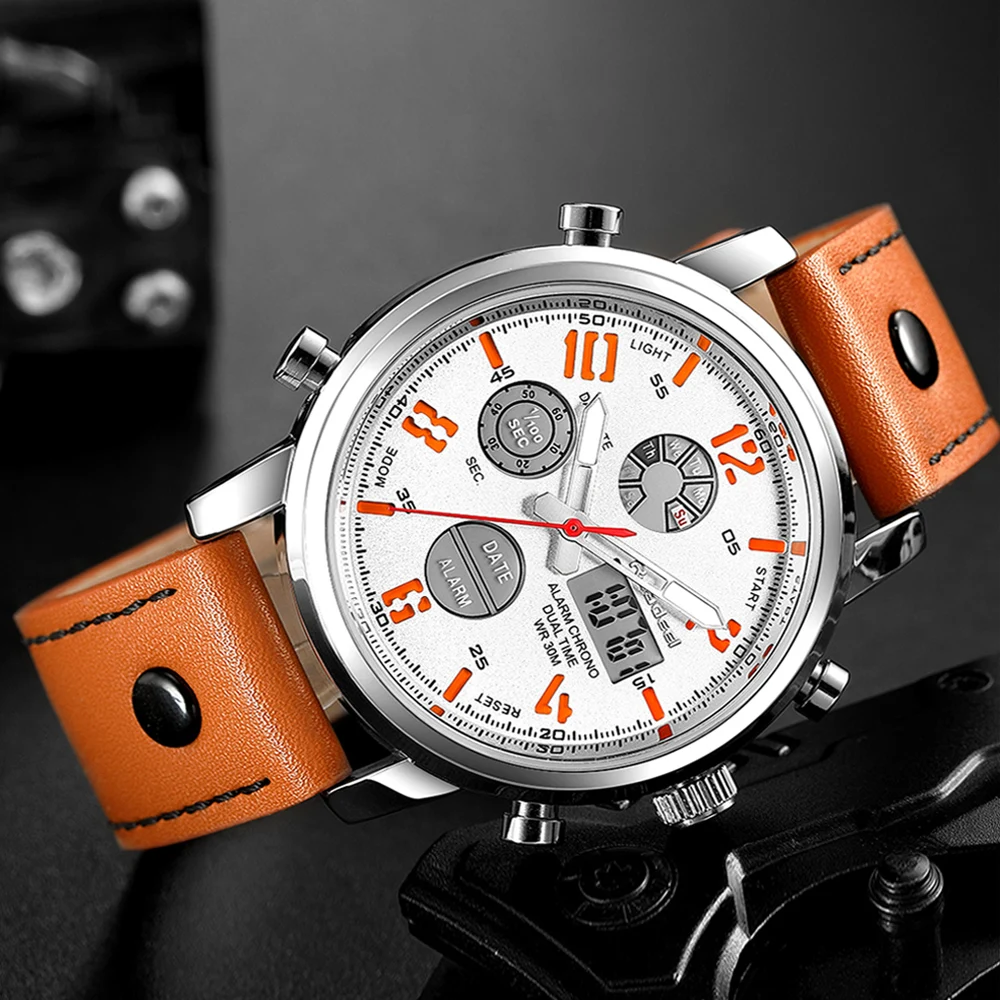 Мужские кварцевые часы Saat Relojes люксовый бренд в стиле ретро цифровые