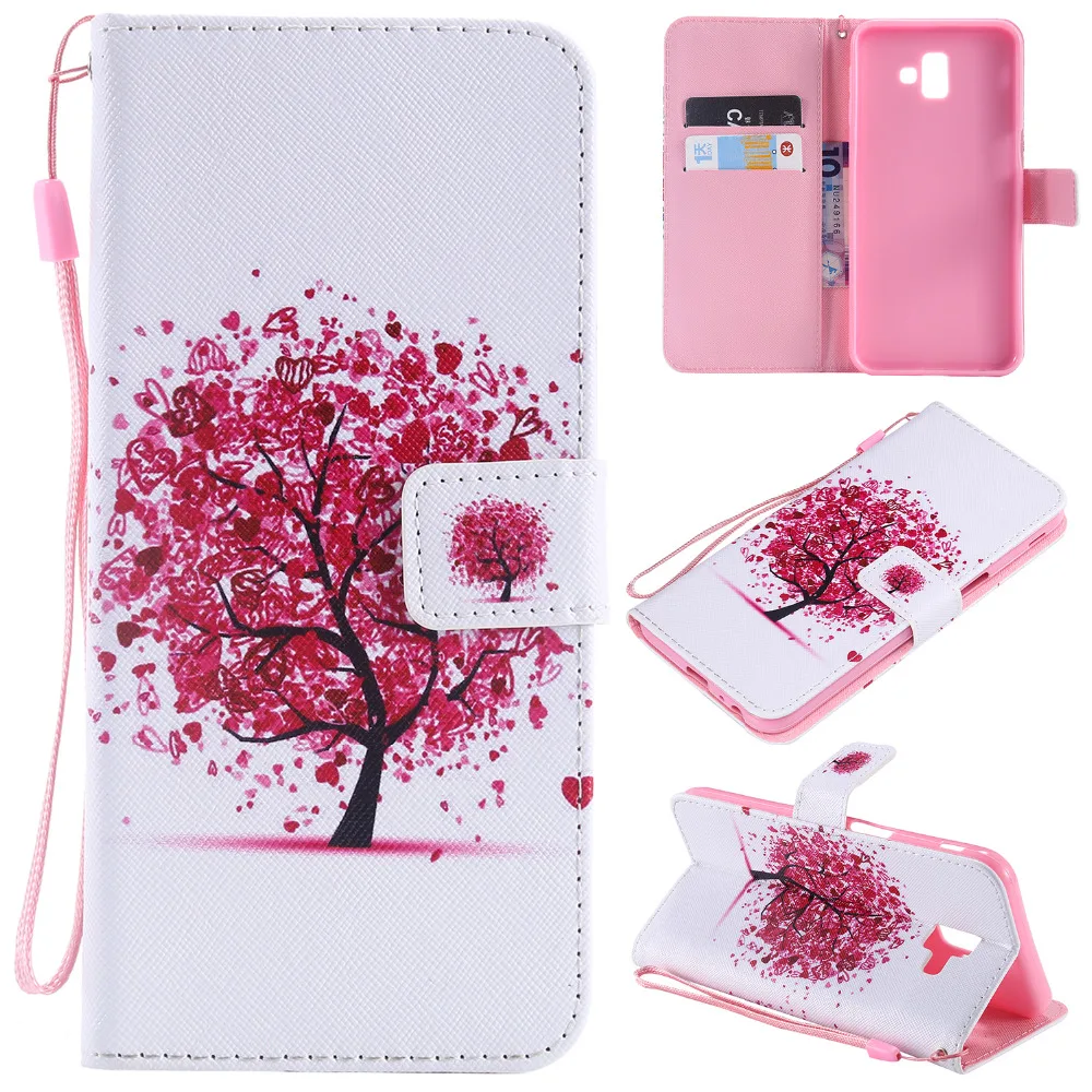 Кожаный чехол для Fundas samsung Galaxy J6 Plus, чехол для Coque samsung J6 Plus J6Plus J610, чехол-книжка с кошкой, чехол для телефона