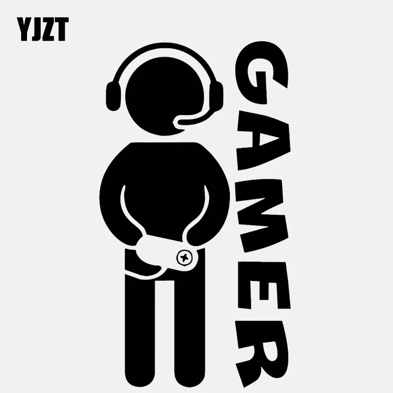 

YJZT 8CM*14.3CM Cartoon Gamer Play Game Vinyl Creative Car Sticker C22-0360
