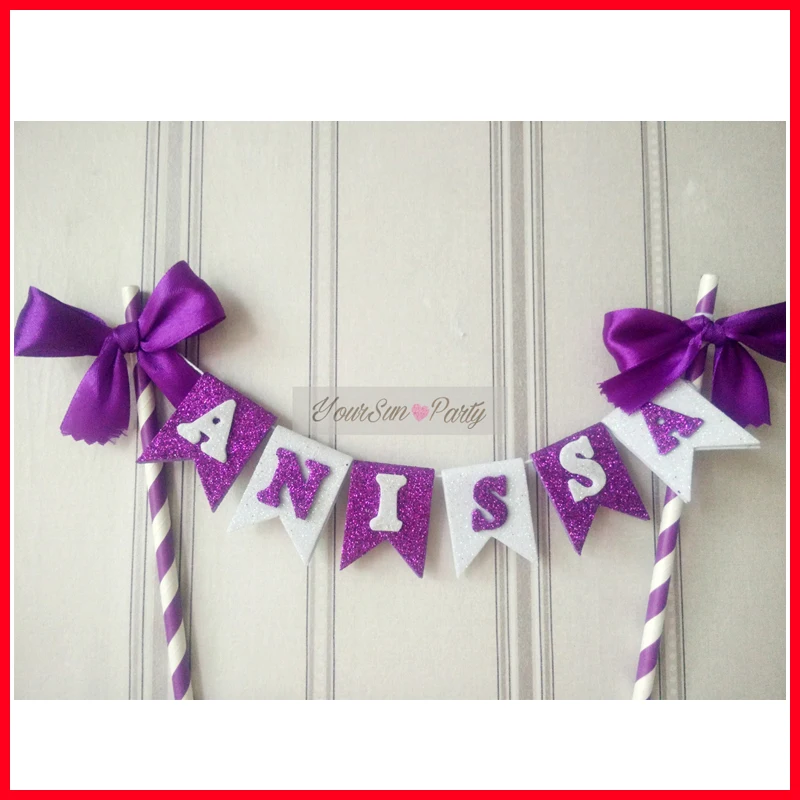 Бесплатная доставка персонализированные именные украшения для торта фиолетовые