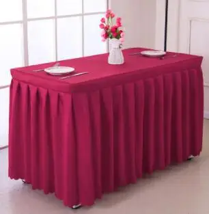 wine red Полиэстер Белый Банкетный стол юбка для дня рождения Свадебная вечеринка скатерти линии стол, скатерть плинтус украшения - Цвет: wine red