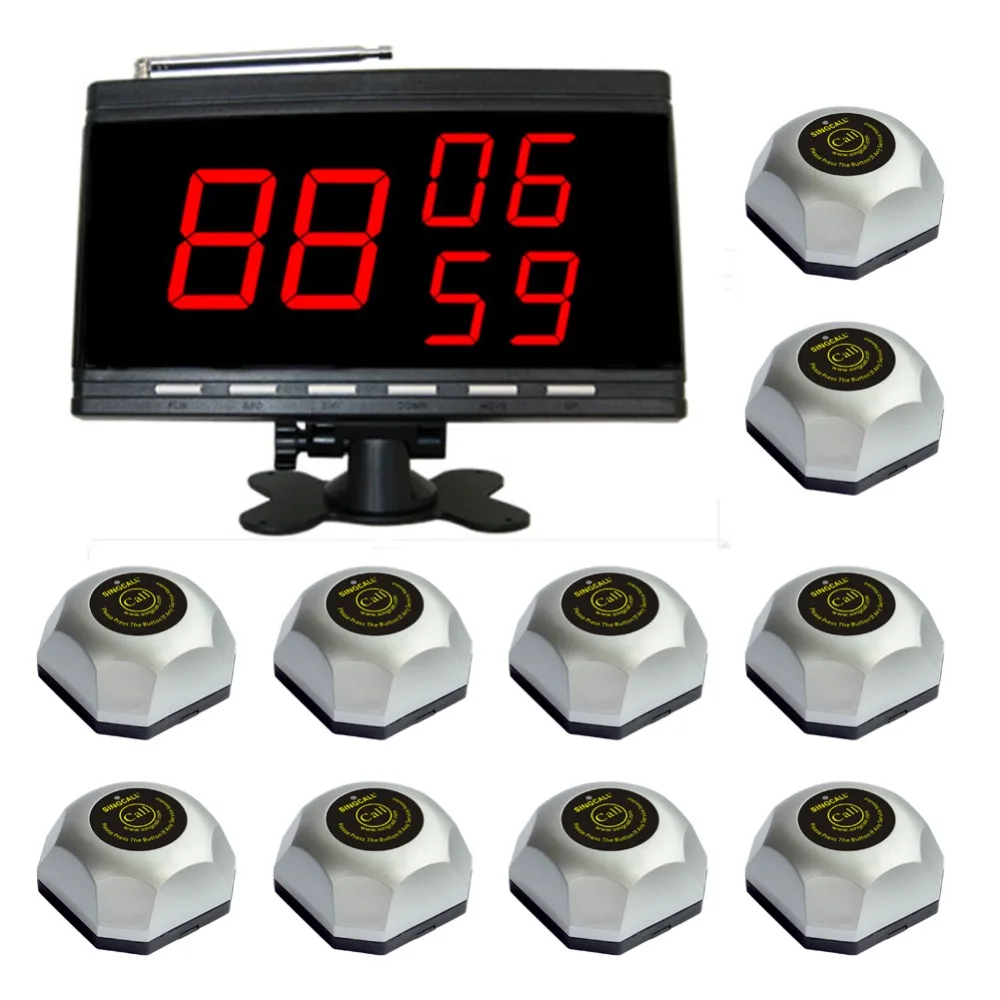 

SINGCALL Pager,Beeper, Hotel Call System, 1 APE9300 Fixed Host Display Screen with 10 One-Button Bbells