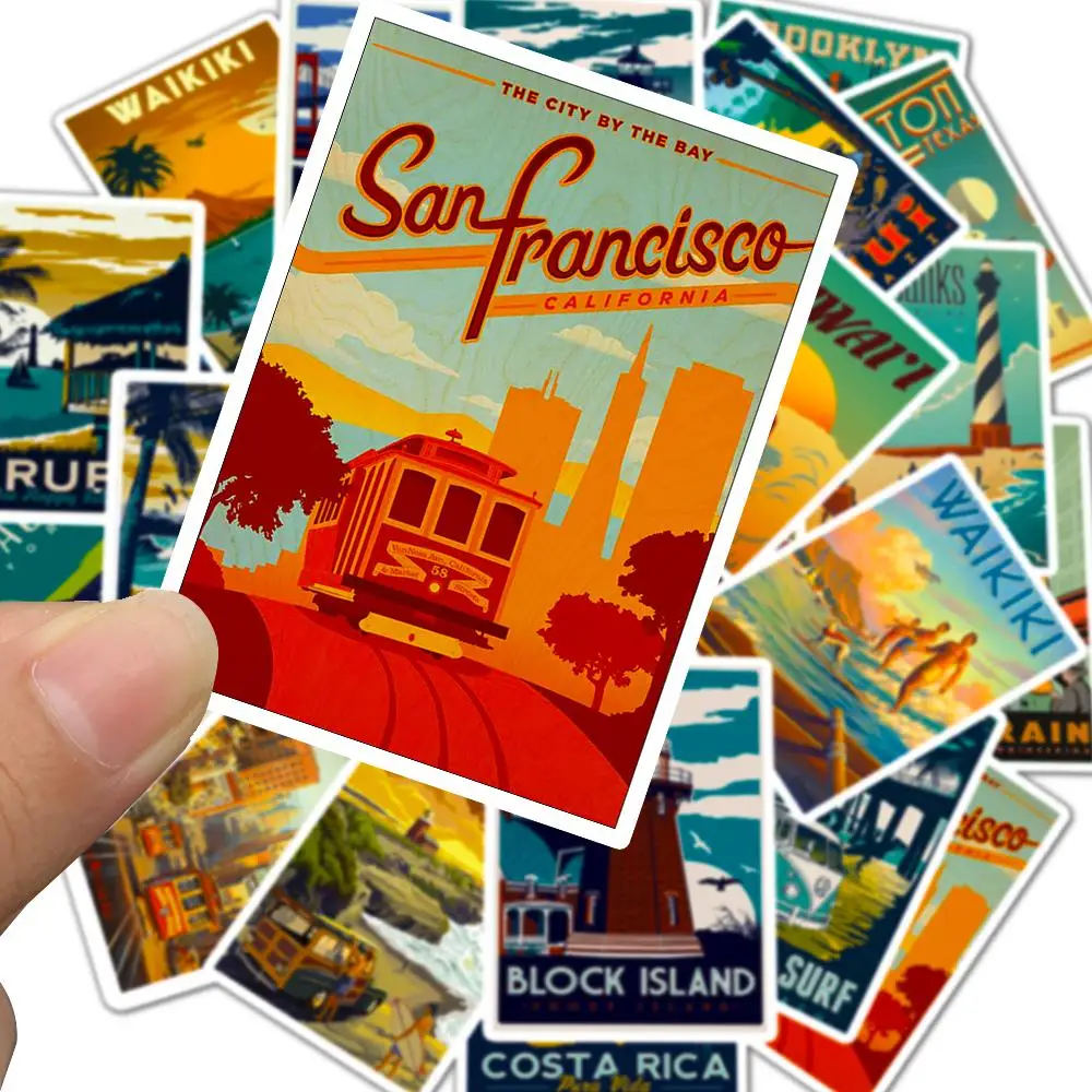 25 шт./лот, Гавайские/ARUBA/BROOKLYN/SAN FRANCISCO, ПВХ Стикеры для путешествий, s для ноутбука, мотоцикла, скейтборда, Стикеры для багажа, игрушка, наклейка