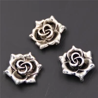 wkoud 10pcs silver plated rose series brooch necklace diy charm jewelry alloy pendant accessories a426