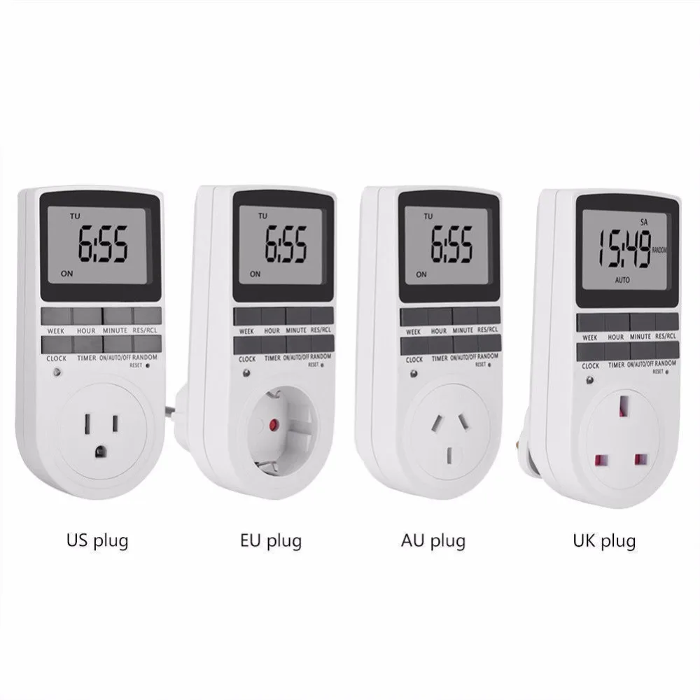 Electronic Digital Timer Switch EU Plug Kitchen Outlet 230V 50HZ Week 12/24 Hour Programmable Timing Socket US/UK/AU | Обустройство