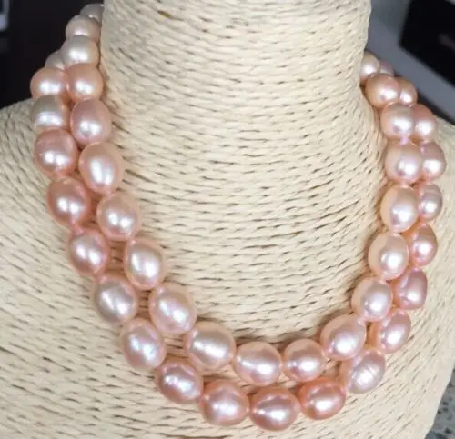 

Двойное ожерелье из лавандового жемчуга в стиле барокко, 12-13 мм, «19»