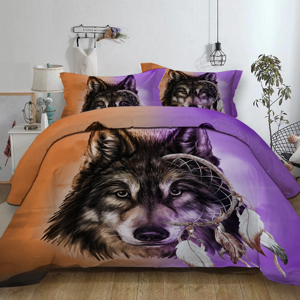 Комплект постельного белья Wolf dreamcatchers пурпурный пододеяльник 3 предмета домашний