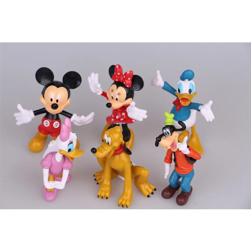 Disney игрушки 6 шт./компл. 10 см Микки и Минни Маус Мышь Дональд Дак Плутон Гуфи из ПВХ