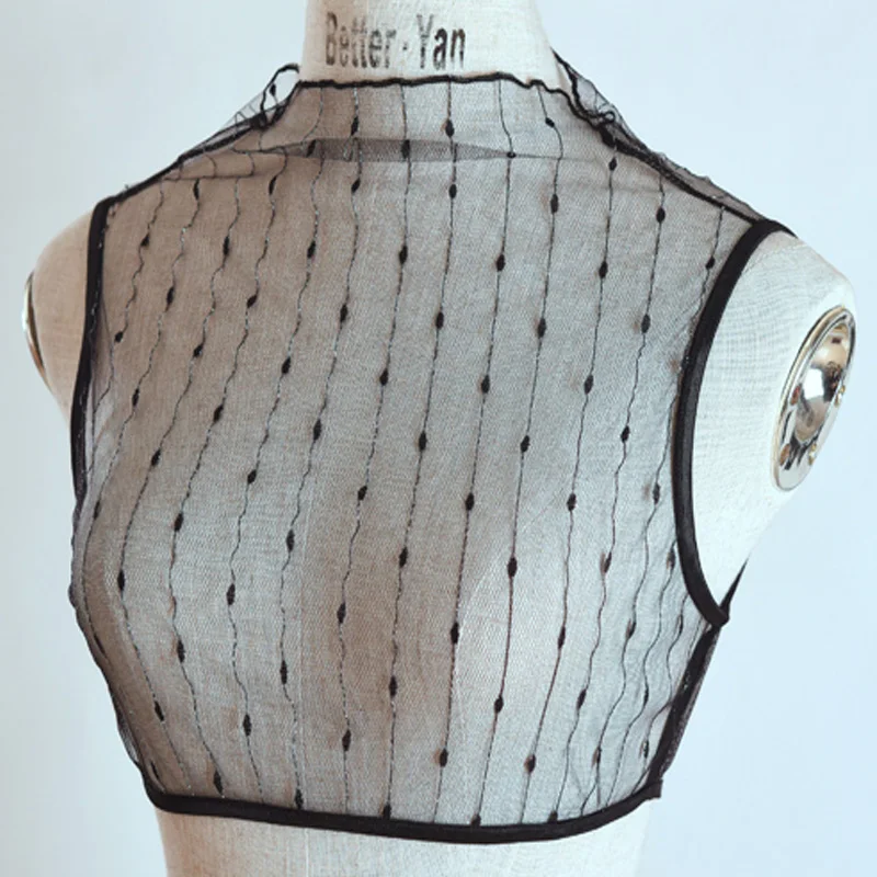 

Perspective short fake collar women's wild Elegant Sleeveless Casual Shirts sweaters stand collar Perspective half-high collar