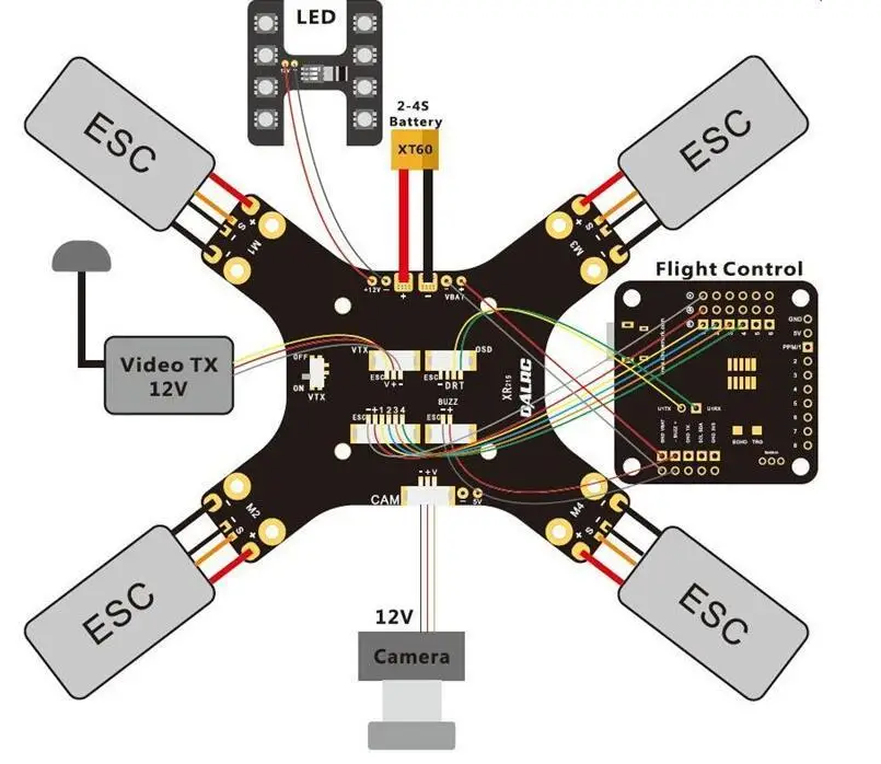 DALRC XR215 215 мм 4-осевой карбоновый QAV 220 рамка квадрокоптера с PDB доска OSD BEC | Игрушки и