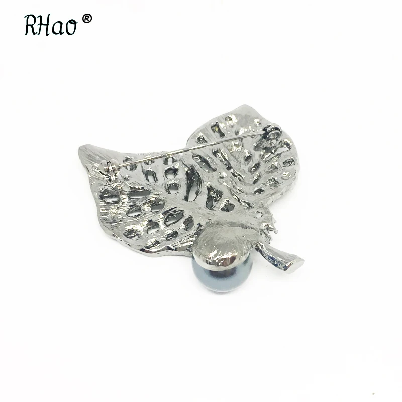 RHao Женская/Мужская корсажная Винтажная брошь в виде двух листьев черного цвета