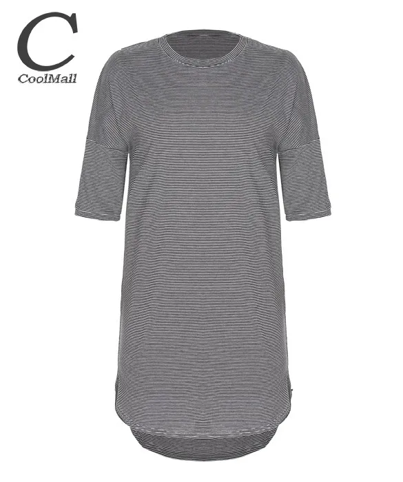 Fashion Women Casual O-Neck Stripe Dress Asymmetric Above Knee Summer Dresses 2015 Plus Size 24 | Женская одежда