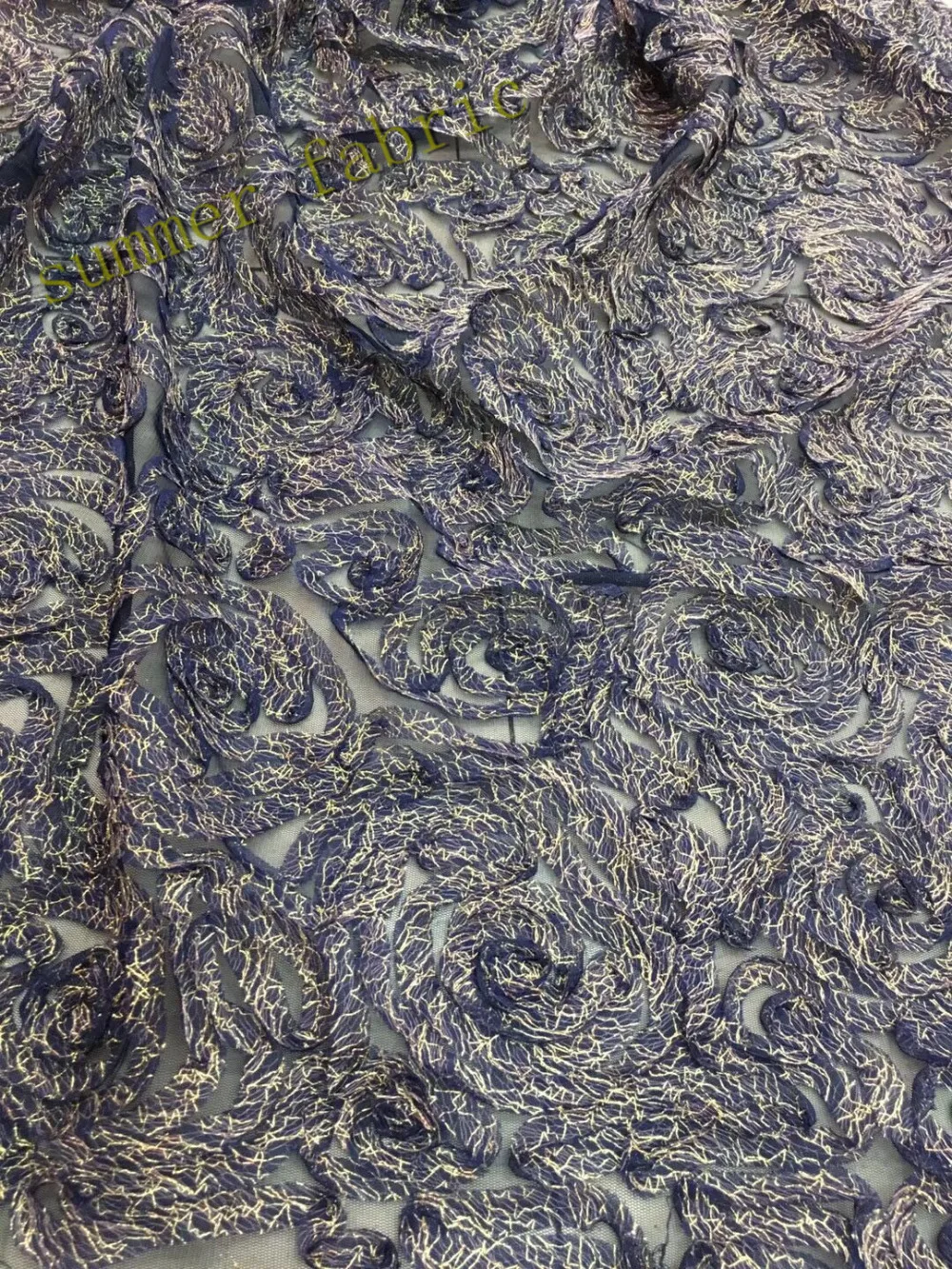 (5yards/pcs) Flower embroidery French tulle lace fabric Black gold thread african french high quality | Дом и сад