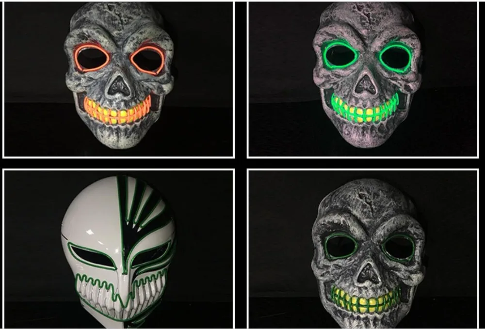 Три режима освещения EL Wire Ghost Mask новинка светодиодная маска череп скелет