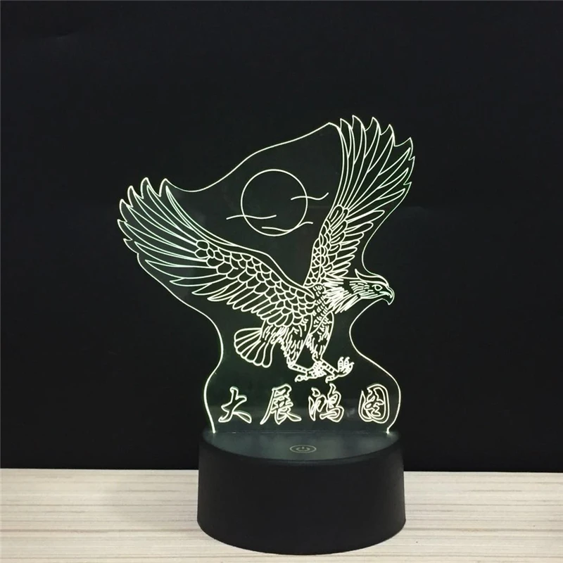 Сенсорный и удаленный светодиодный ночсветильник Eagle 3D 7 цветов изменение цвета